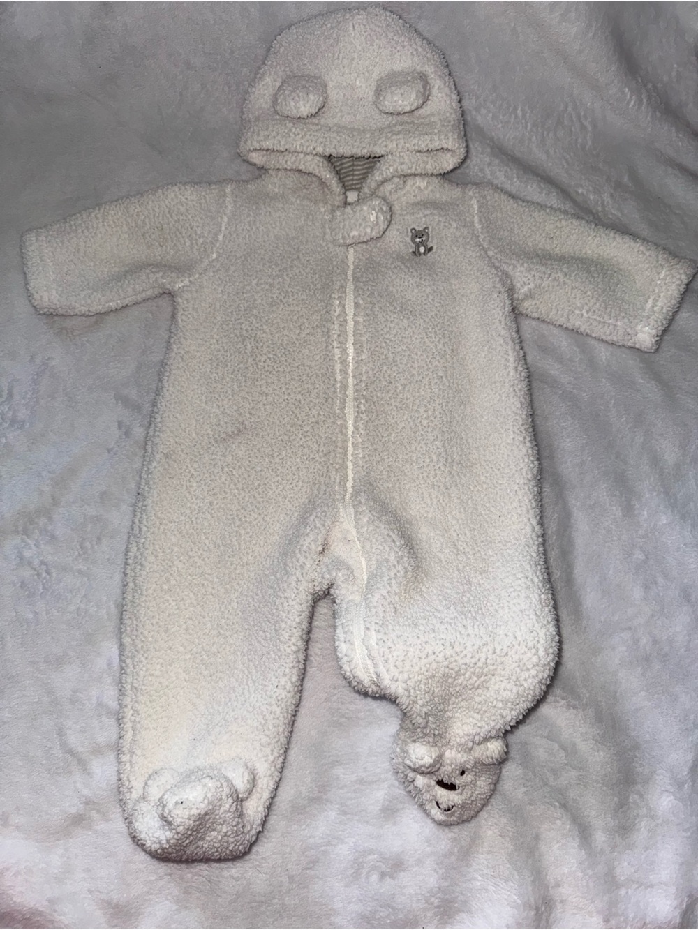 Cozy Cream Sherpa Baby One-Piece Hooded snow suit